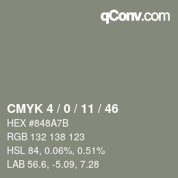 Código de color: CMYK 4 / 0 / 11 / 46 | qconv.com