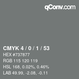 Código de color: CMYK 4 / 0 / 1 / 53 | qconv.com