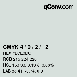 Code couleur: CMYK 4 / 0 / 2 / 12 | qconv.com