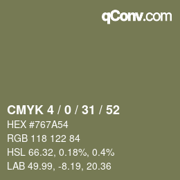 Código de color: CMYK 4 / 0 / 31 / 52 | qconv.com