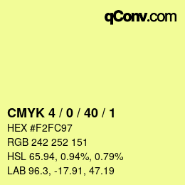 Code couleur: CMYK 4 / 0 / 40 / 1 | qconv.com