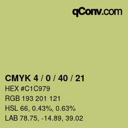 Code couleur: CMYK 4 / 0 / 40 / 21 | qconv.com