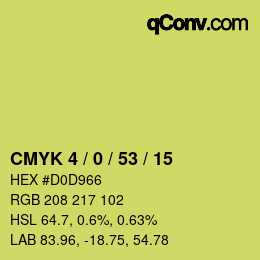 Farbcode: CMYK 4 / 0 / 53 / 15 | qconv.com