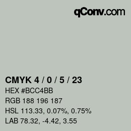 カラーコード: CMYK 4 / 0 / 5 / 23 | qconv.com