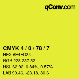 Farbcode: CMYK 4 / 0 / 78 / 7 | qconv.com