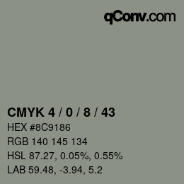 Código de color: CMYK 4 / 0 / 8 / 43 | qconv.com