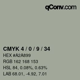 カラーコード: CMYK 4 / 0 / 9 / 34 | qconv.com