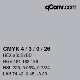 Code couleur: CMYK 4 / 3 / 0 / 26 | qconv.com