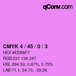 Code couleur: CMYK 4 / 45 / 0 / 3 | qconv.com