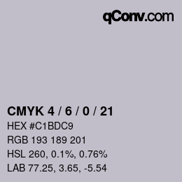 カラーコード: CMYK 4 / 6 / 0 / 21 | qconv.com