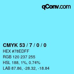 Code couleur: CMYK 53 / 7 / 0 / 0 | qconv.com