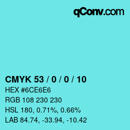 Código de color: CMYK 53 / 0 / 0 / 10 | qconv.com