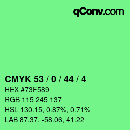 Code couleur: CMYK 53 / 0 / 44 / 4 | qconv.com