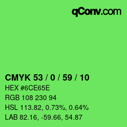 カラーコード: CMYK 53 / 0 / 59 / 10 | qconv.com