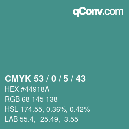 Código de color: CMYK 53 / 0 / 5 / 43 | qconv.com