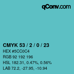 Color code: CMYK 53 / 2 / 0 / 23 | qconv.com