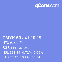 カラーコード: CMYK 50 / 41 / 0 / 9 | qconv.com