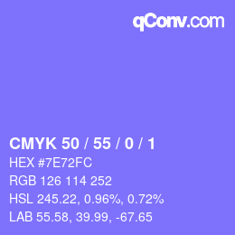 Farbcode: CMYK 50 / 55 / 0 / 1 | qconv.com