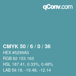 Código de color: CMYK 50 / 6 / 0 / 36 | qconv.com