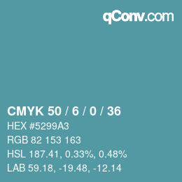 Código de color: CMYK 50 / 6 / 0 / 36 | qconv.com