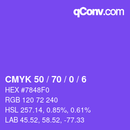 Code couleur: CMYK 50 / 70 / 0 / 6 | qconv.com