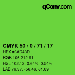 Color code: CMYK 50 / 0 / 71 / 17 | qconv.com