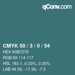 Código de color: CMYK 50 / 3 / 0 / 54 | qconv.com