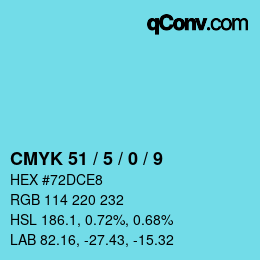 Color code: CMYK 51 / 5 / 0 / 9 | qconv.com