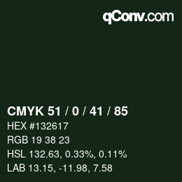 Color code: CMYK 51 / 0 / 41 / 85 | qconv.com