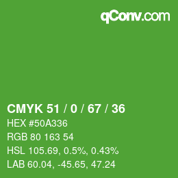 Código de color: CMYK 51 / 0 / 67 / 36 | qconv.com