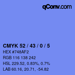 Color code: CMYK 52 / 43 / 0 / 5 | qconv.com