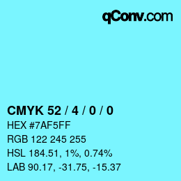 カラーコード: CMYK 52 / 4 / 0 / 0 | qconv.com