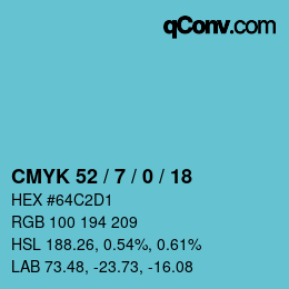 Farbcode: CMYK 52 / 7 / 0 / 18 | qconv.com