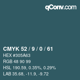 Color code: CMYK 52 / 9 / 0 / 61 | qconv.com