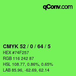 Farbcode: CMYK 52 / 0 / 64 / 5 | qconv.com