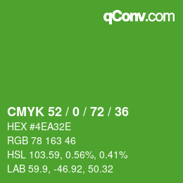 Color code: CMYK 52 / 0 / 72 / 36 | qconv.com