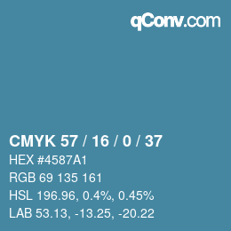 カラーコード: CMYK 57 / 16 / 0 / 37 | qconv.com