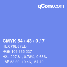 Código de color: CMYK 54 / 43 / 0 / 7 | qconv.com