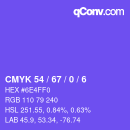 Código de color: CMYK 54 / 67 / 0 / 6 | qconv.com