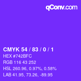 Código de color: CMYK 54 / 83 / 0 / 1 | qconv.com