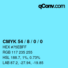 カラーコード: CMYK 54 / 8 / 0 / 0 | qconv.com