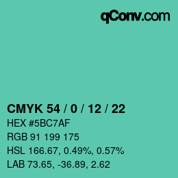 Código de color: CMYK 54 / 0 / 12 / 22 | qconv.com