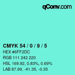 Code couleur: CMYK 54 / 0 / 9 / 5 | qconv.com