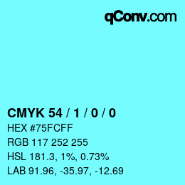 Code couleur: CMYK 54 / 1 / 0 / 0 | qconv.com