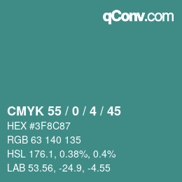 Código de color: CMYK 55 / 0 / 4 / 45 | qconv.com