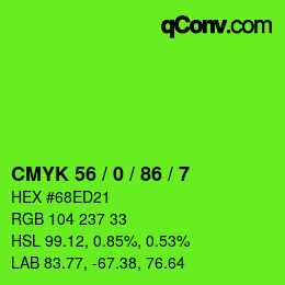 カラーコード: CMYK 56 / 0 / 86 / 7 | qconv.com