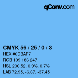 Code couleur: CMYK 56 / 25 / 0 / 3 | qconv.com