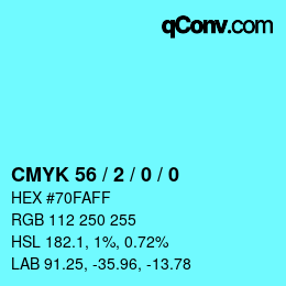 Code couleur: CMYK 56 / 2 / 0 / 0 | qconv.com