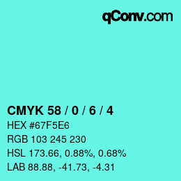 Code couleur: CMYK 58 / 0 / 6 / 4 | qconv.com