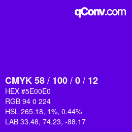 Código de color: CMYK 58 / 100 / 0 / 12 | qconv.com